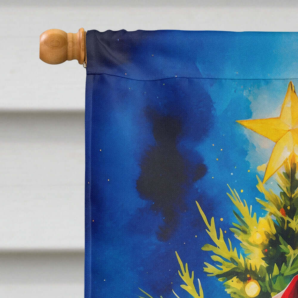 Raccoon Christmas House Flag 28x40 Porch Sleeve Pole Decorative Outside Yard Banner Artwork Wall Hanging, Polyester