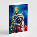 Raccoon Christmas Greeting Cards Pack of 8 Blank Cards with Envelopes Whimsical A7 Size 5x7
