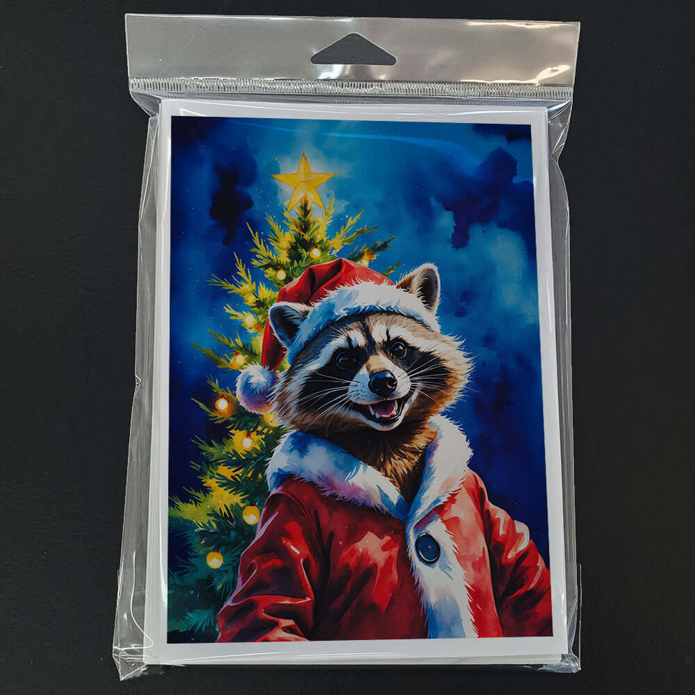 Raccoon Christmas Greeting Cards Pack of 8 Blank Cards with Envelopes Whimsical A7 Size 5x7