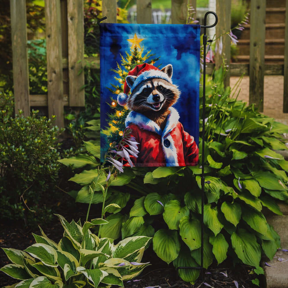 Raccoon Christmas Garden Flag Mailbox Decorative Yard Banner Outside Patio Artwork for Flower Beds, Garden Size, Multicolor