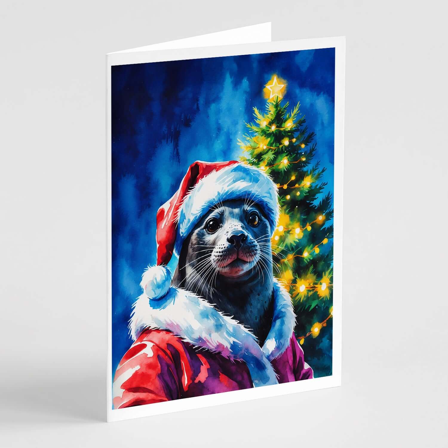 Seal Christmas Greeting Cards Pack of 8 Blank Cards with Envelopes Whimsical A7 Size 5x7