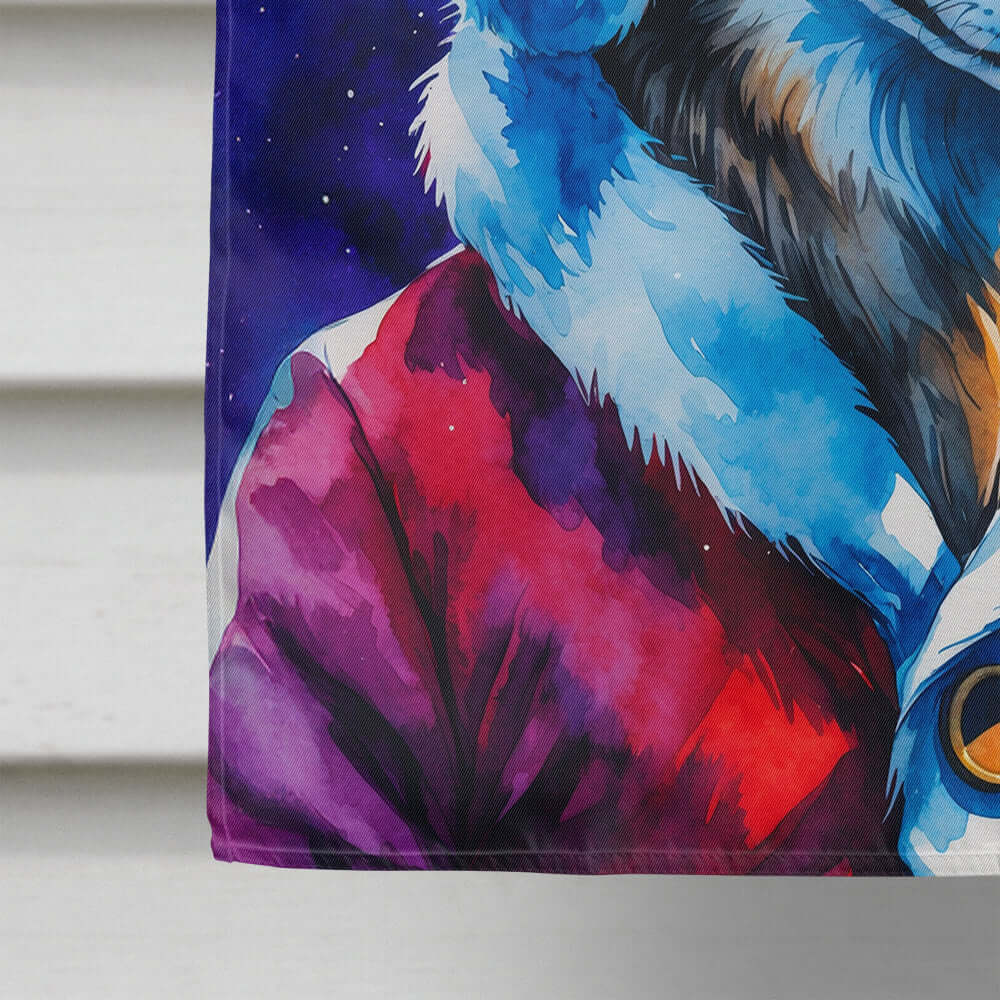 Wolf Christmas House Flag 28x40 Porch Sleeve Pole Decorative Outside Yard Banner Artwork Wall Hanging, Polyester