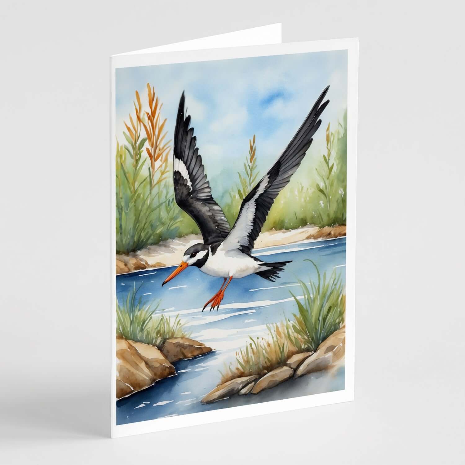 Black Skimmer Bird Greeting Cards Pack of 8 Blank Cards with Envelopes Whimsical A7 Size 5x7