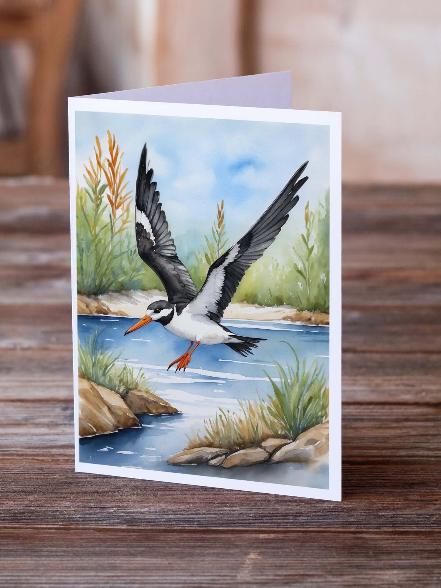 Black Skimmer Bird Greeting Cards Pack of 8 Blank Cards with Envelopes Whimsical A7 Size 5x7