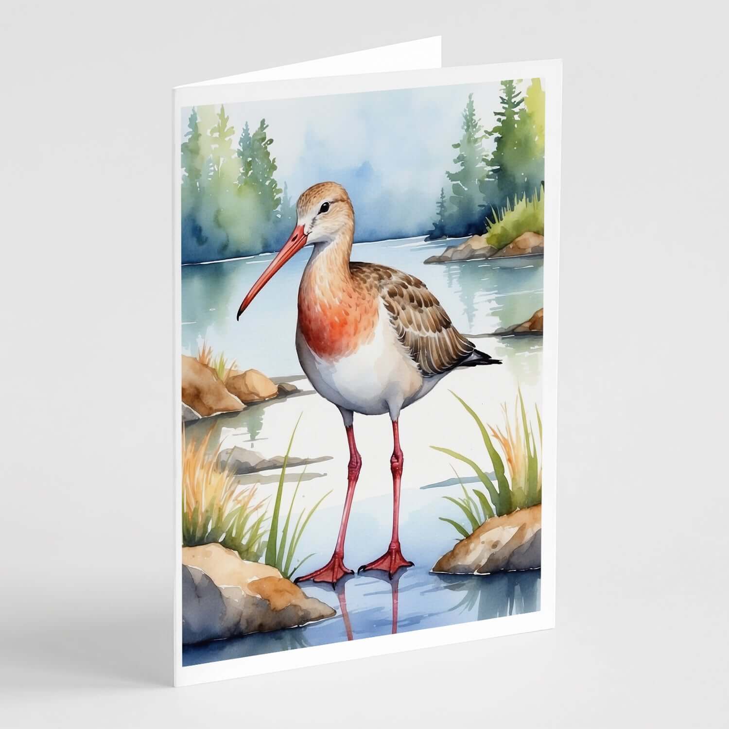 Hudsonian Godwit Bird Greeting Cards Pack of 8 Blank Cards with Envelopes Whimsical A7 Size 5x7