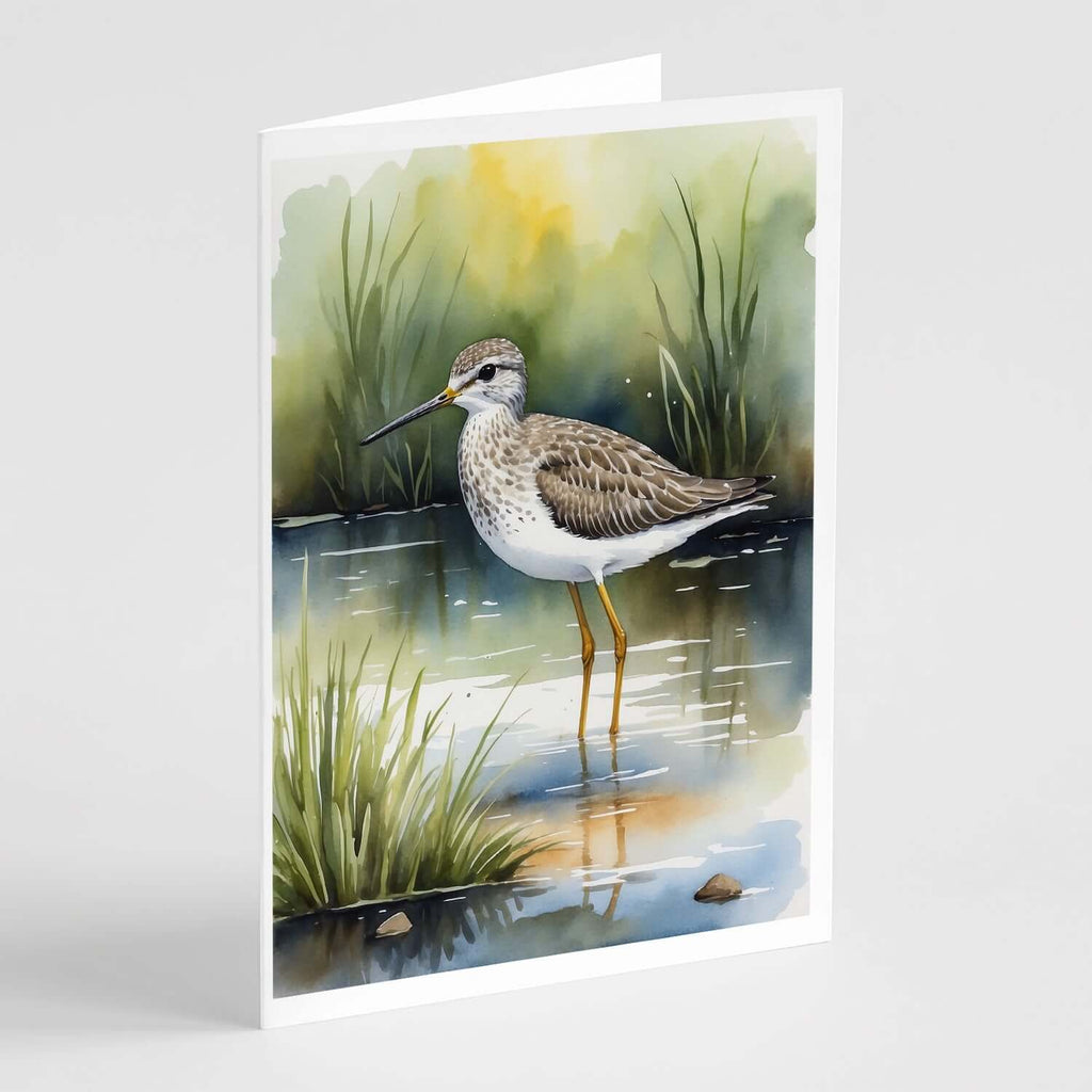 Lesser Yellowlegs Bird Greeting Cards Pack of 8 Blank Cards with Envelopes Whimsical A7 Size 5x7