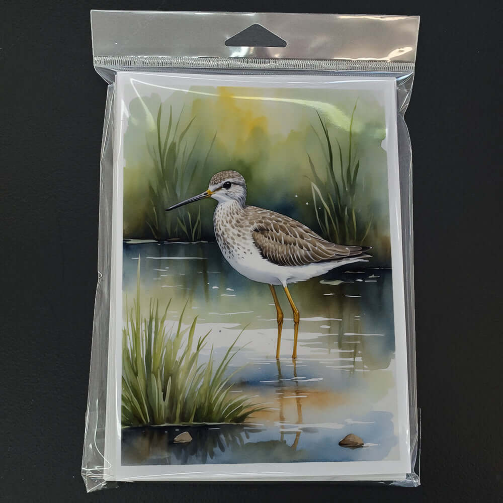 Lesser Yellowlegs Bird Greeting Cards Pack of 8 Blank Cards with Envelopes Whimsical A7 Size 5x7