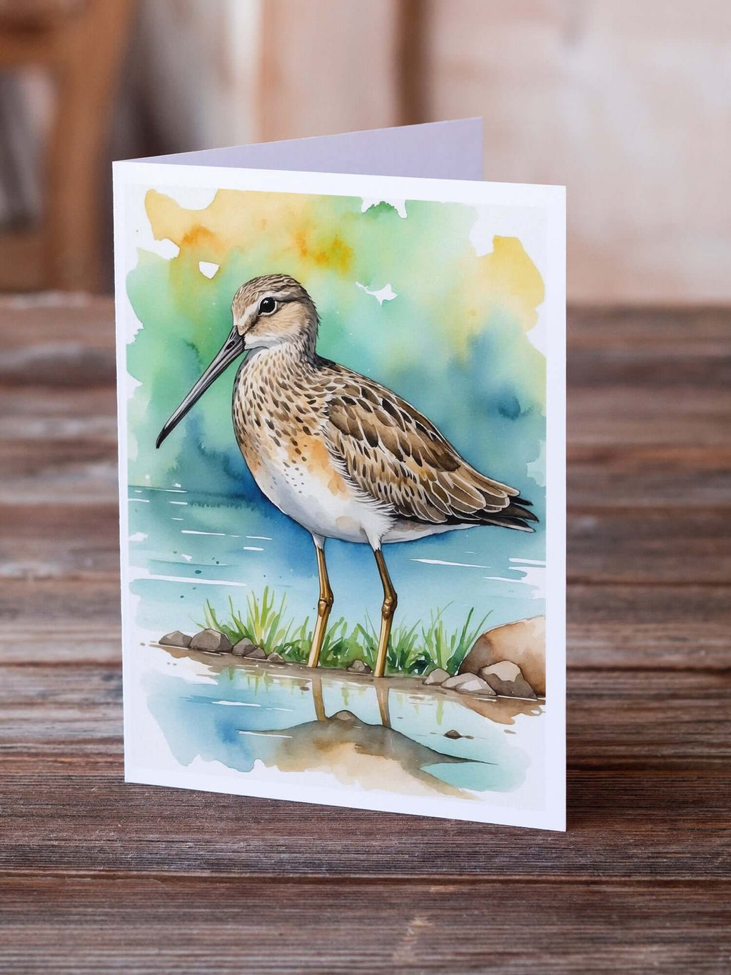 Long-billed Dowitcher Bird Greeting Cards Pack of 8 Blank Cards with Envelopes Whimsical A7 Size 5x7