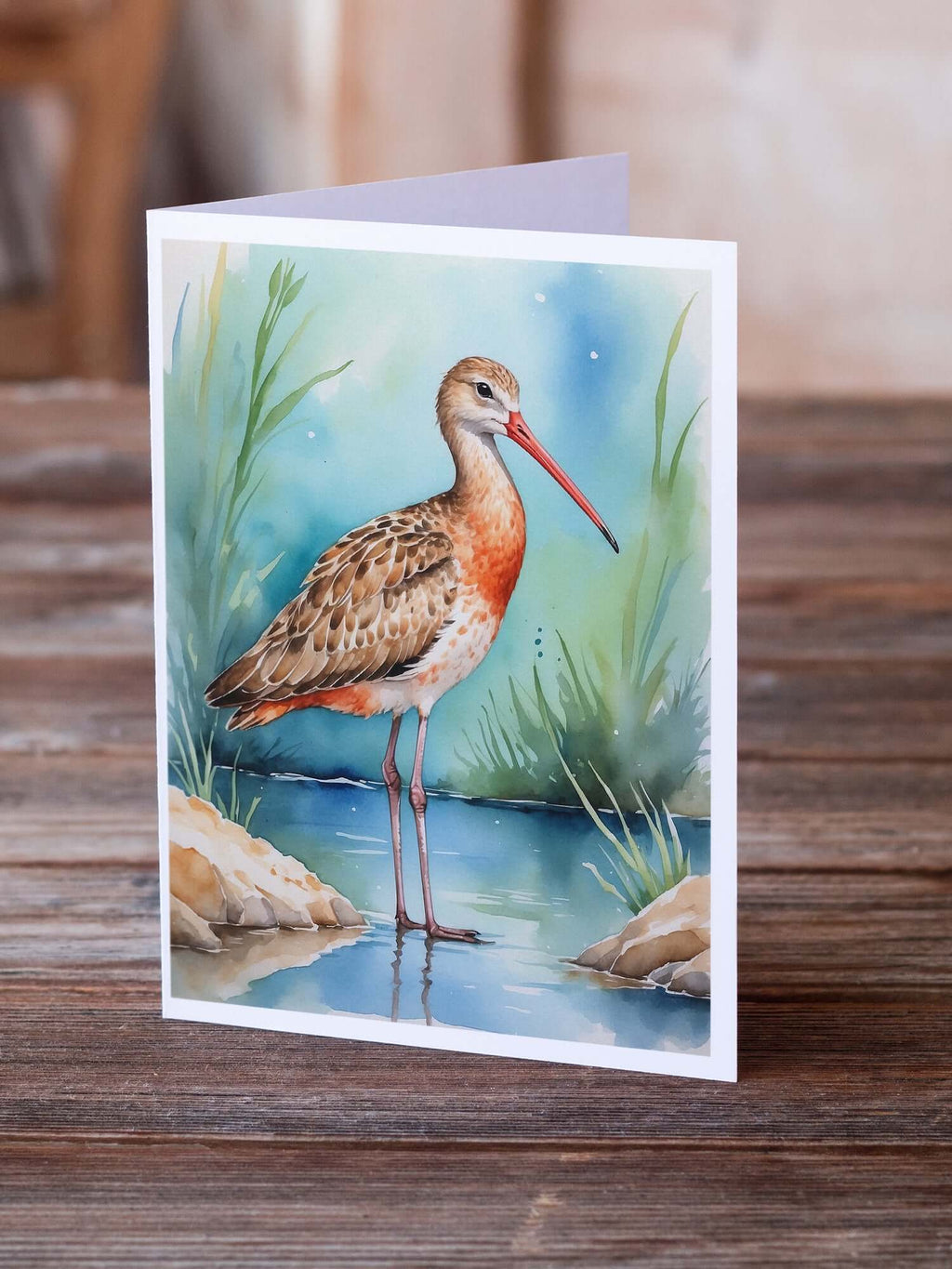 Marbled Godwit Bird Greeting Cards Pack of 8 Blank Cards with Envelopes Whimsical A7 Size 5x7