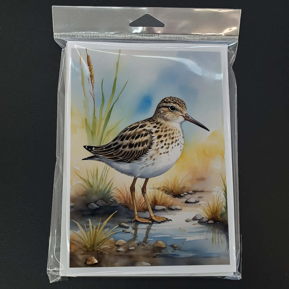 Pectoral Sandpiper Bird Greeting Cards Pack of 8 Blank Cards with Envelopes Whimsical A7 Size 5x7