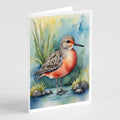 Red Knot Bird Greeting Cards Pack of 8 Blank Cards with Envelopes Whimsical A7 Size 5x7