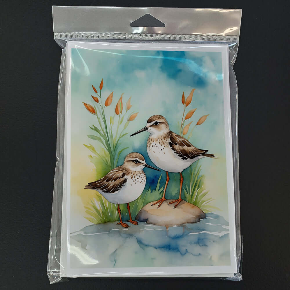 Sandpipers Bird Greeting Cards Pack of 8 Blank Cards with Envelopes Whimsical A7 Size 5x7