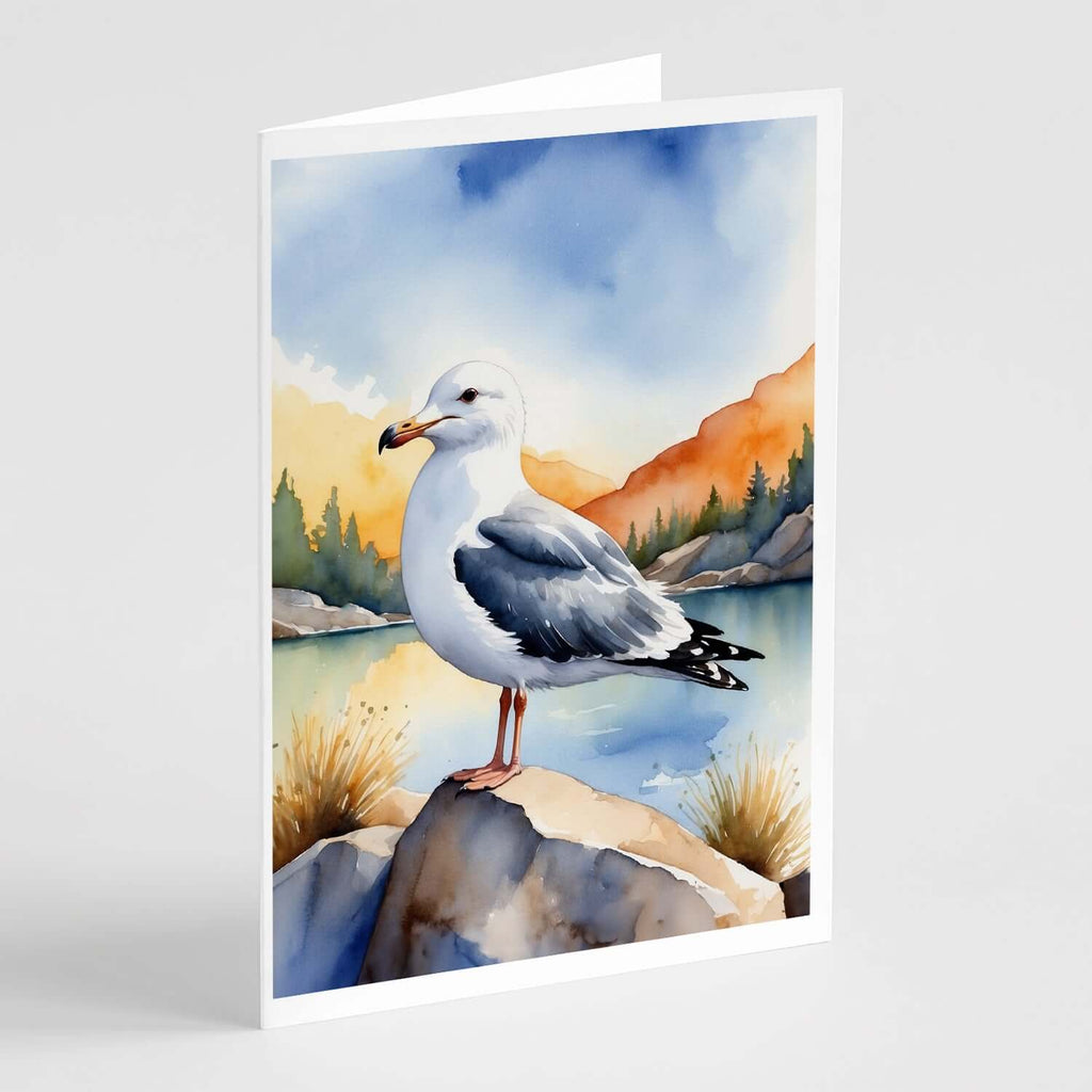 Seagull Bird Greeting Cards Pack of 8 Blank Cards with Envelopes Whimsical A7 Size 5x7