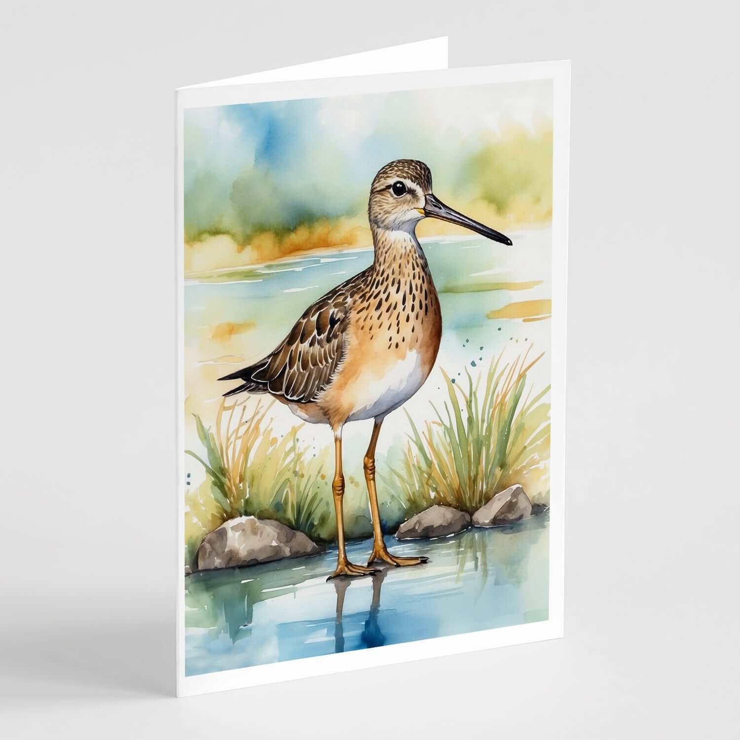 Short-billed Dowitcher Bird Greeting Cards Pack of 8 Blank Cards with Envelopes Whimsical A7 Size 5x7