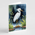 Snowy Egret Bird Greeting Cards Pack of 8 Blank Cards with Envelopes Whimsical A7 Size 5x7