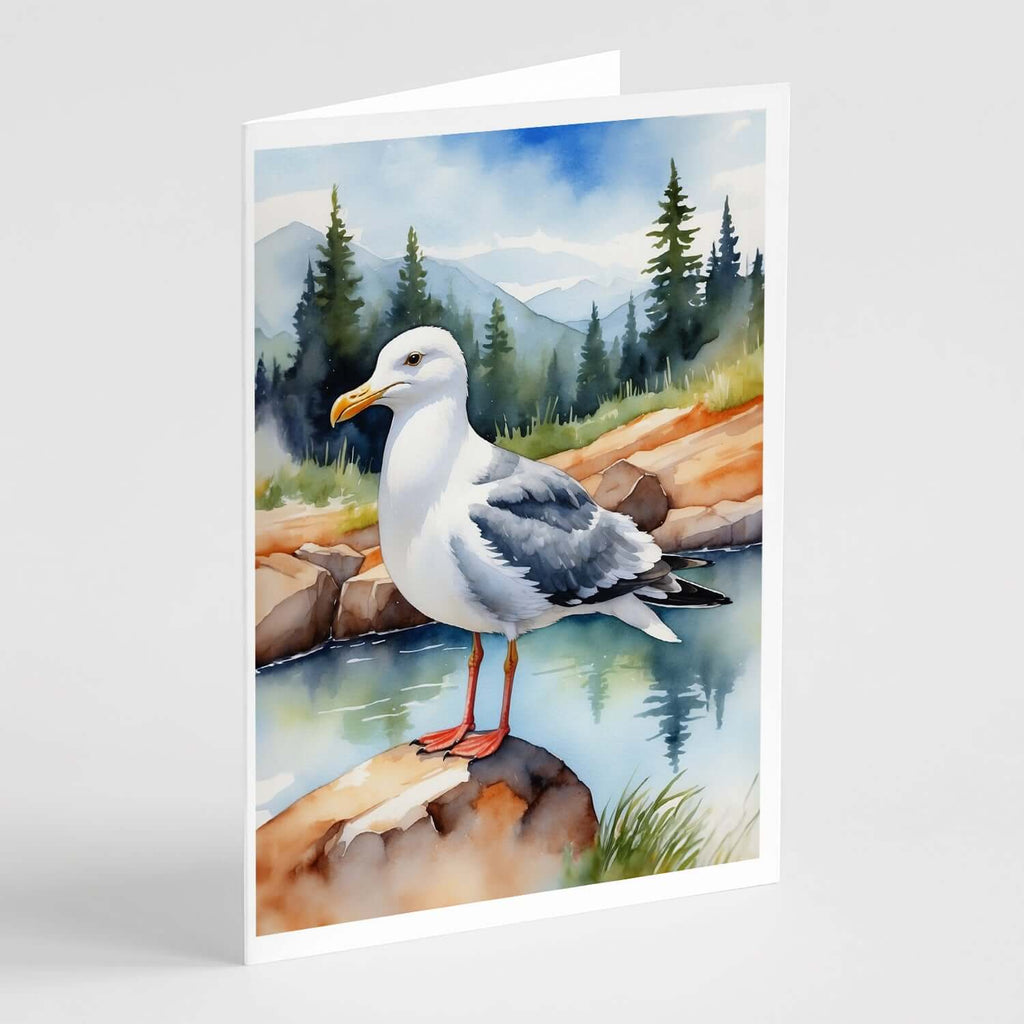 Western Gull Bird Greeting Cards Pack of 8 Blank Cards with Envelopes Whimsical A7 Size 5x7