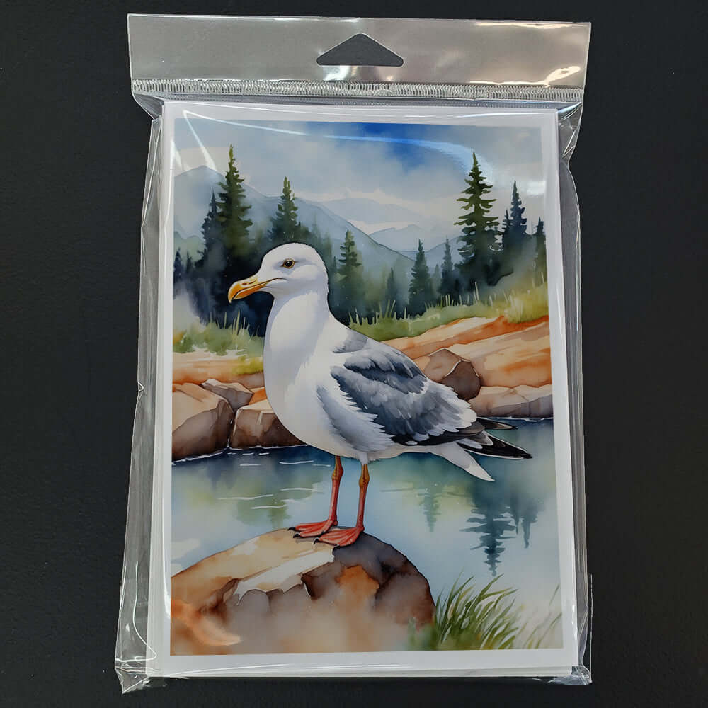 Western Gull Bird Greeting Cards Pack of 8 Blank Cards with Envelopes Whimsical A7 Size 5x7