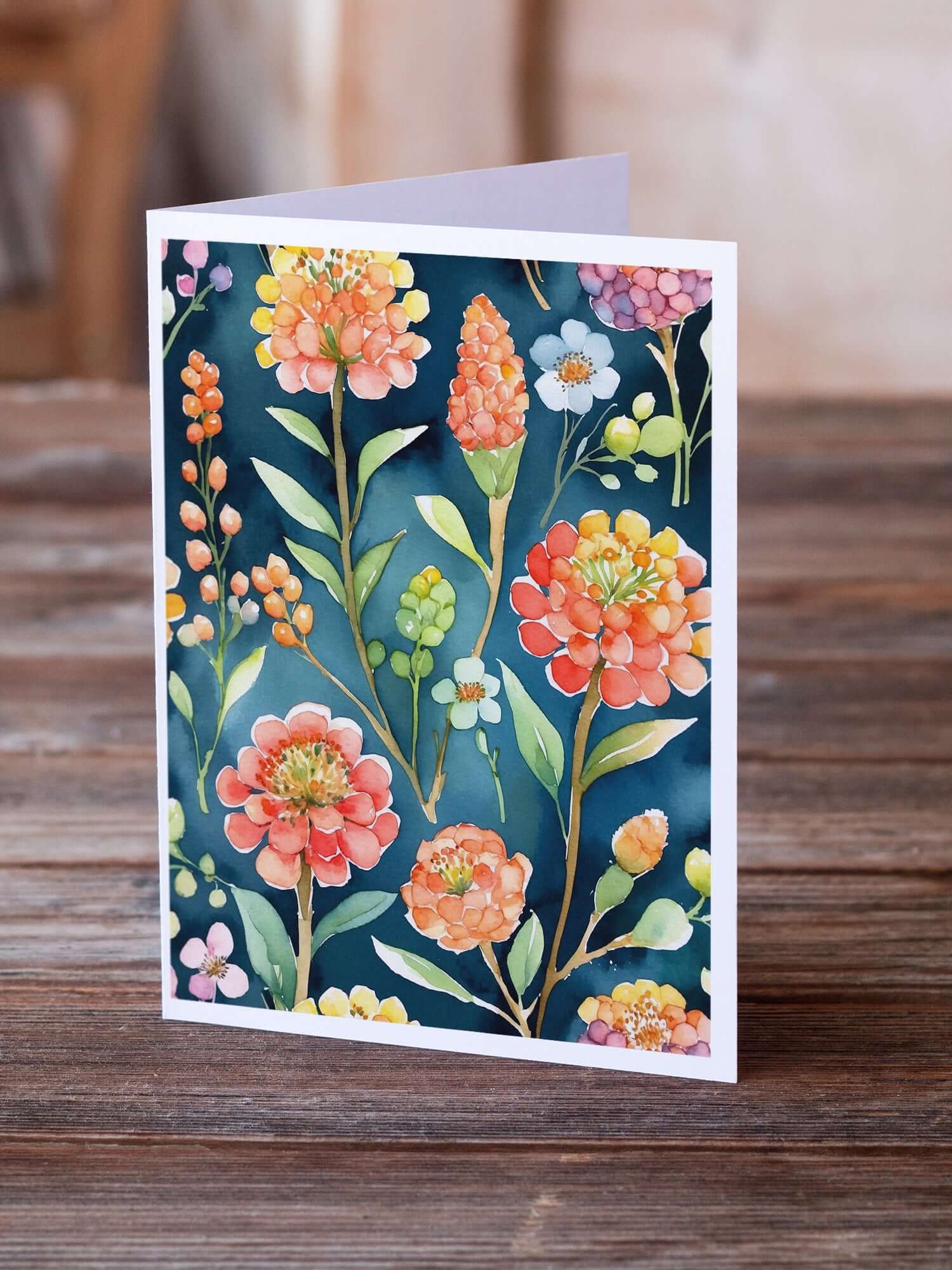 Brunia Flowers Greeting Cards Pack of 8 Blank Cards with Envelopes Whimsical A7 Size 5x7