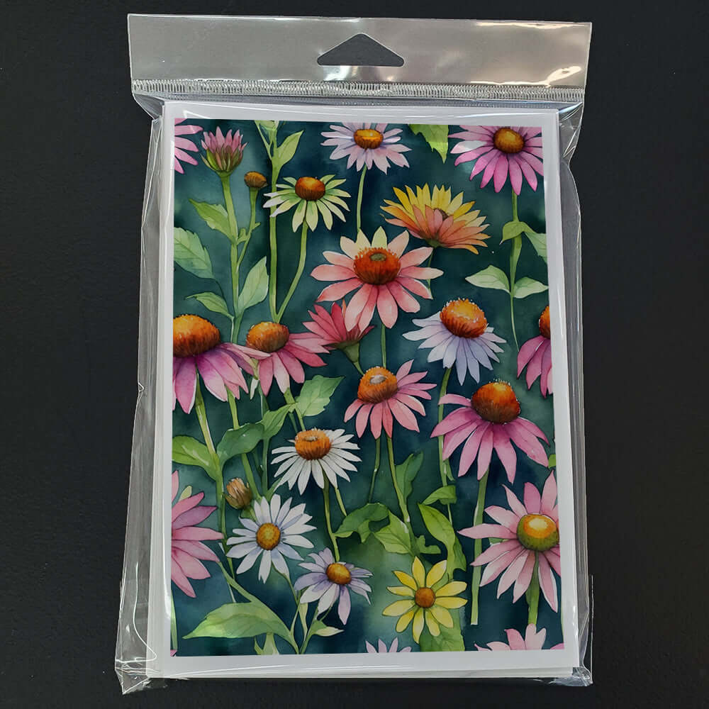 Coneflowers Greeting Cards Pack of 8 Blank Cards with Envelopes Whimsical A7 Size 5x7