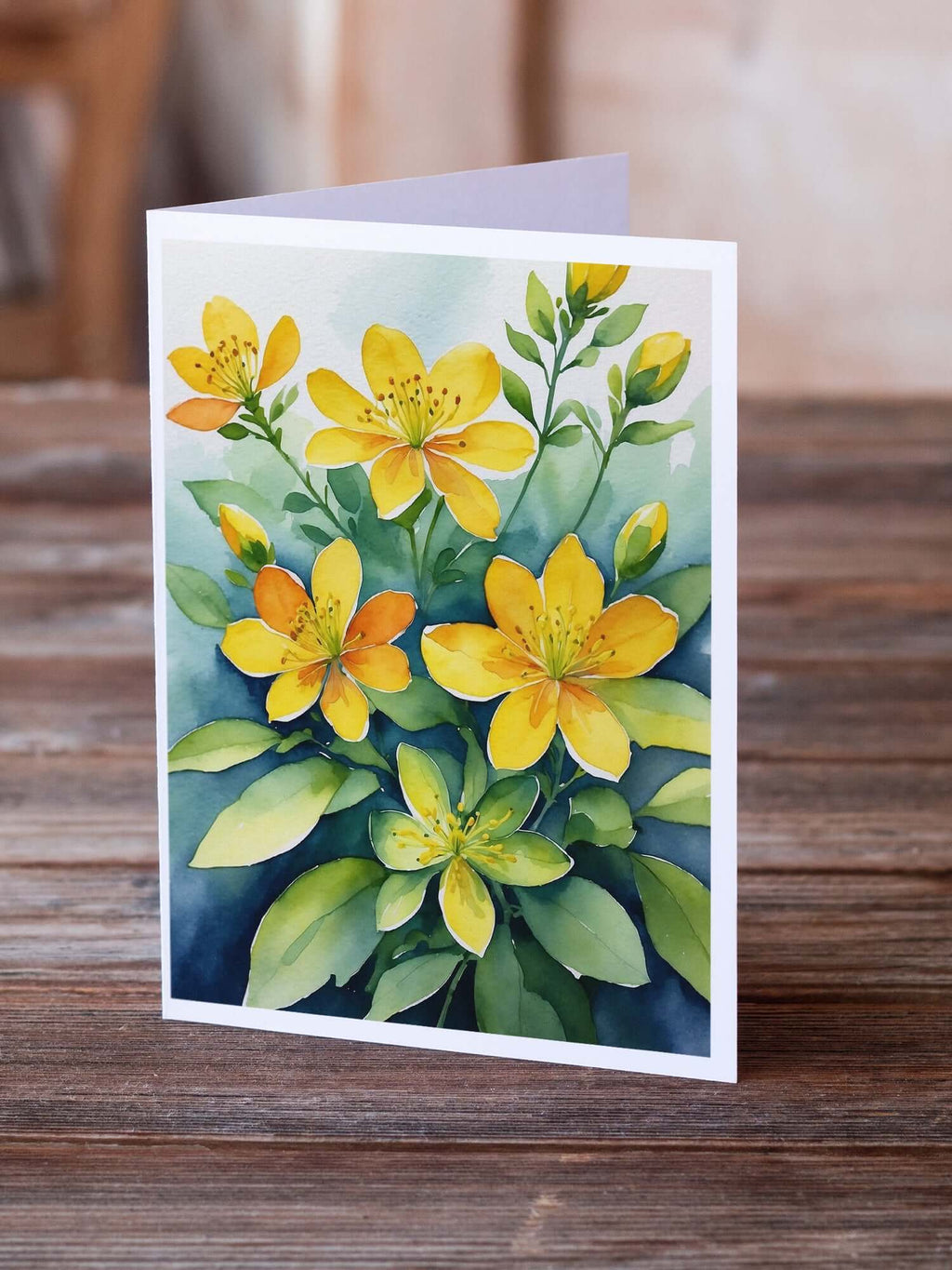 Hypericum or St. John’s Wort Greeting Cards Pack of 8 Blank Cards with Envelopes Whimsical A7 Size 5x7
