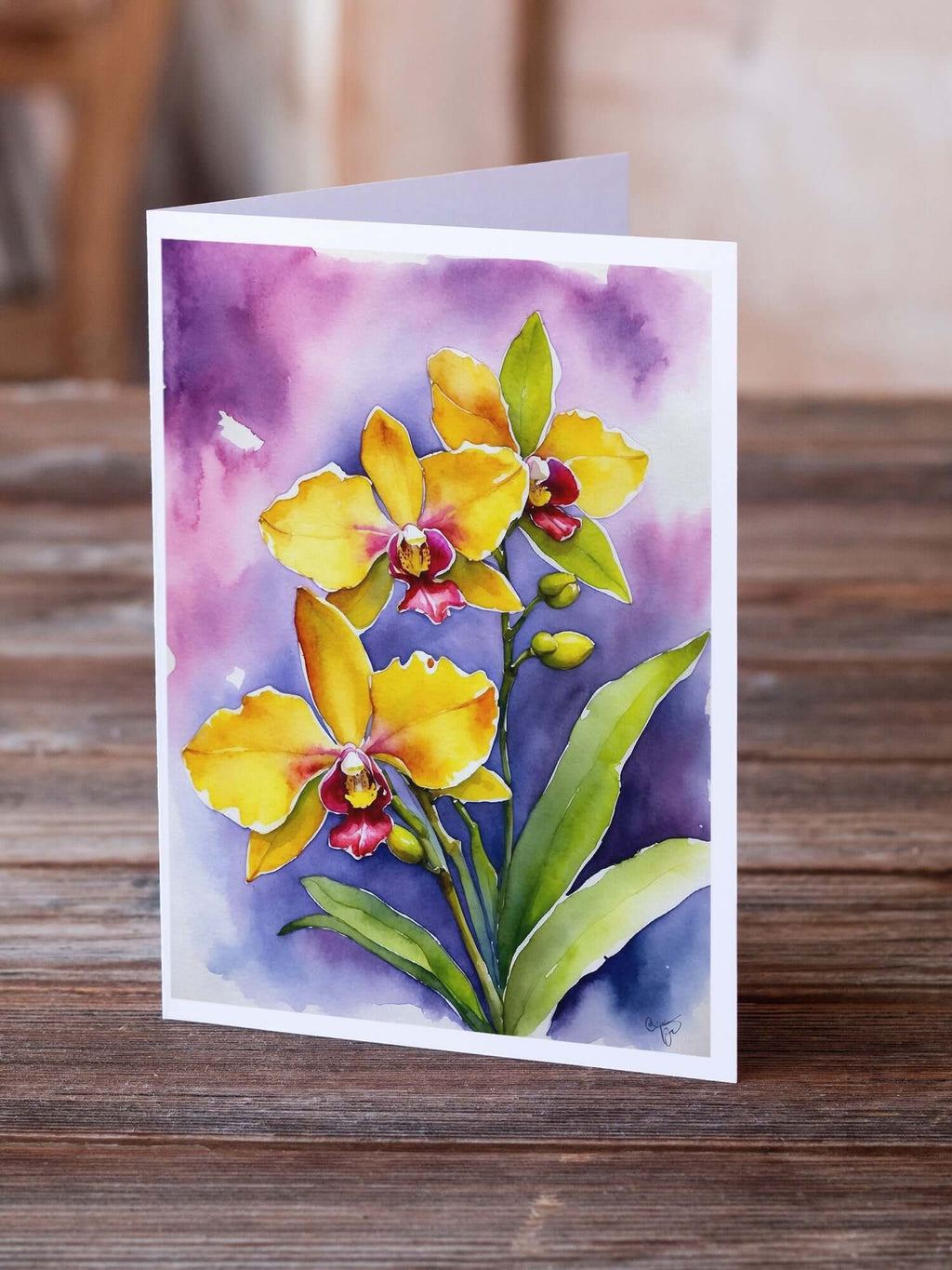 Oncidium Orchids Greeting Cards Pack of 8 Blank Cards with Envelopes Whimsical A7 Size 5x7
