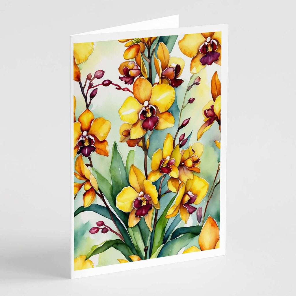 Oncidium Orchids Greeting Cards Pack of 8 Blank Cards with Envelopes Whimsical A7 Size 5x7