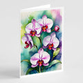 Phalaenopsis Orchids Greeting Cards Pack of 8 Blank Cards with Envelopes Whimsical A7 Size 5x7