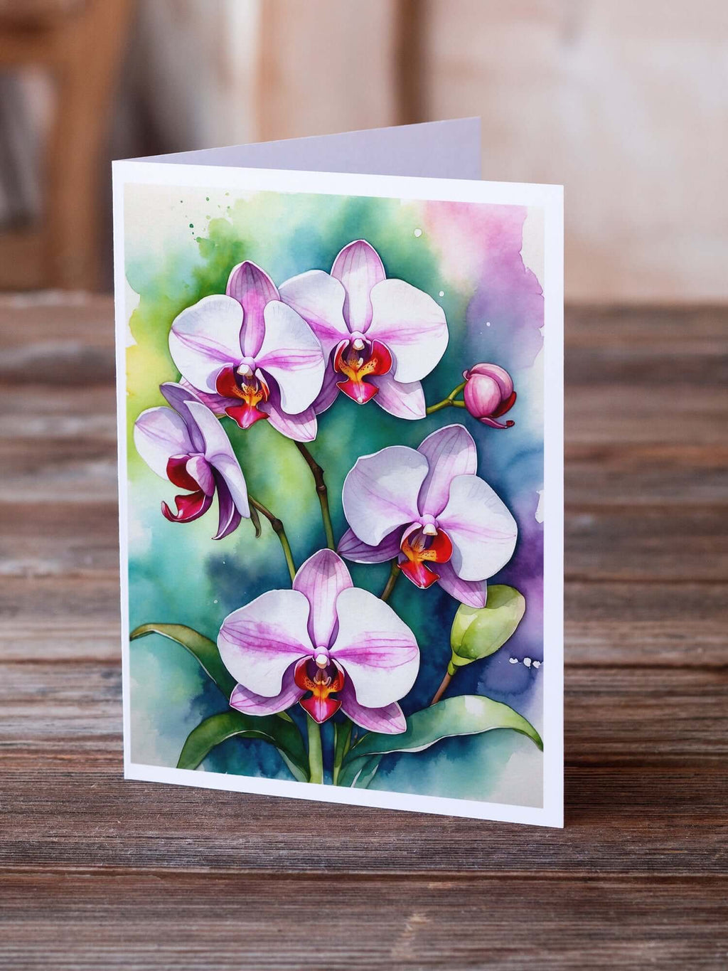 Phalaenopsis Orchids Greeting Cards Pack of 8 Blank Cards with Envelopes Whimsical A7 Size 5x7
