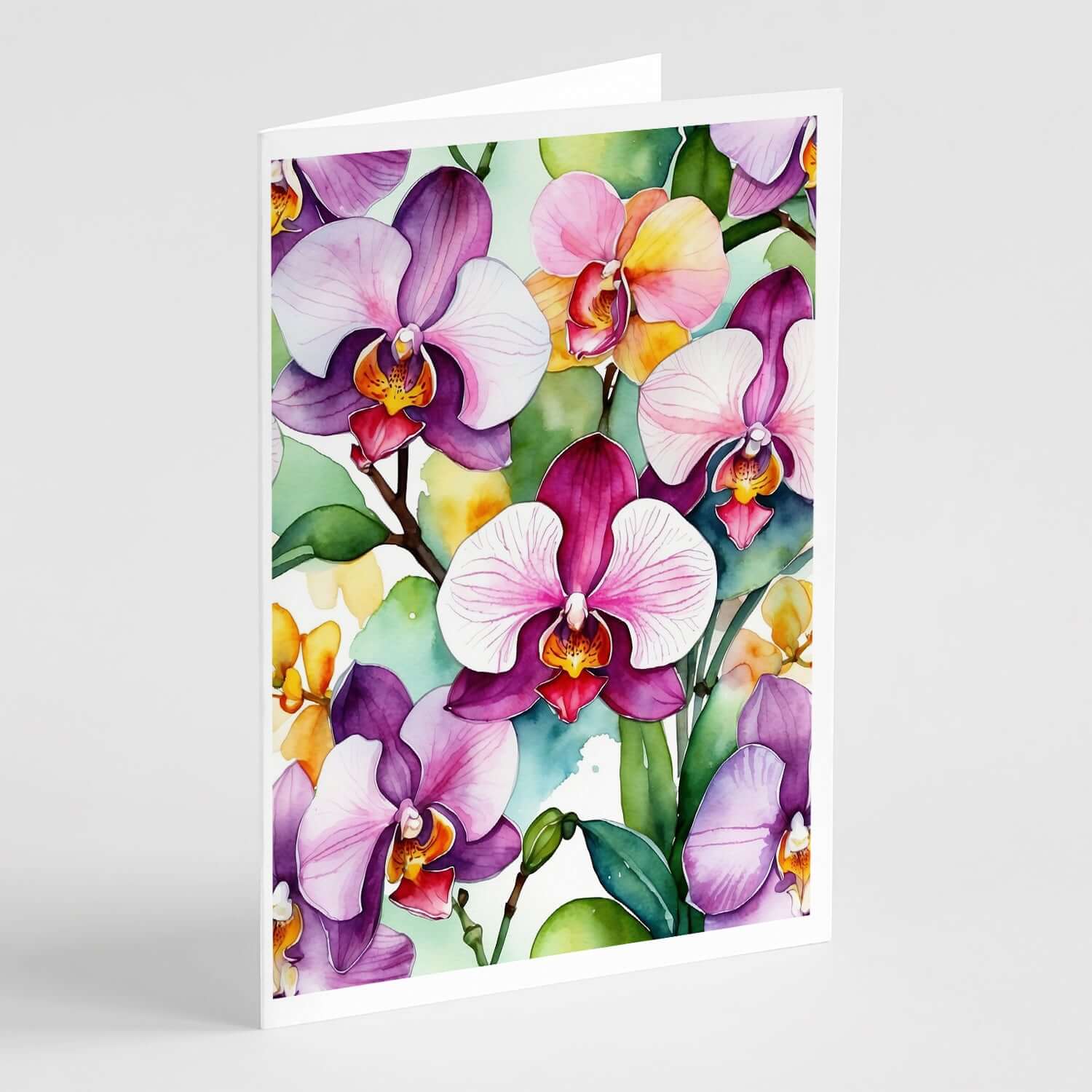 Phalaenopsis Orchids Greeting Cards Pack of 8 Blank Cards with Envelopes Whimsical A7 Size 5x7