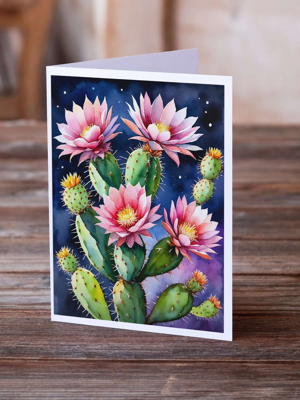 Queen of the Night Cactus Greeting Cards Pack of 8 Blank Cards with Envelopes Whimsical A7 Size 5x7