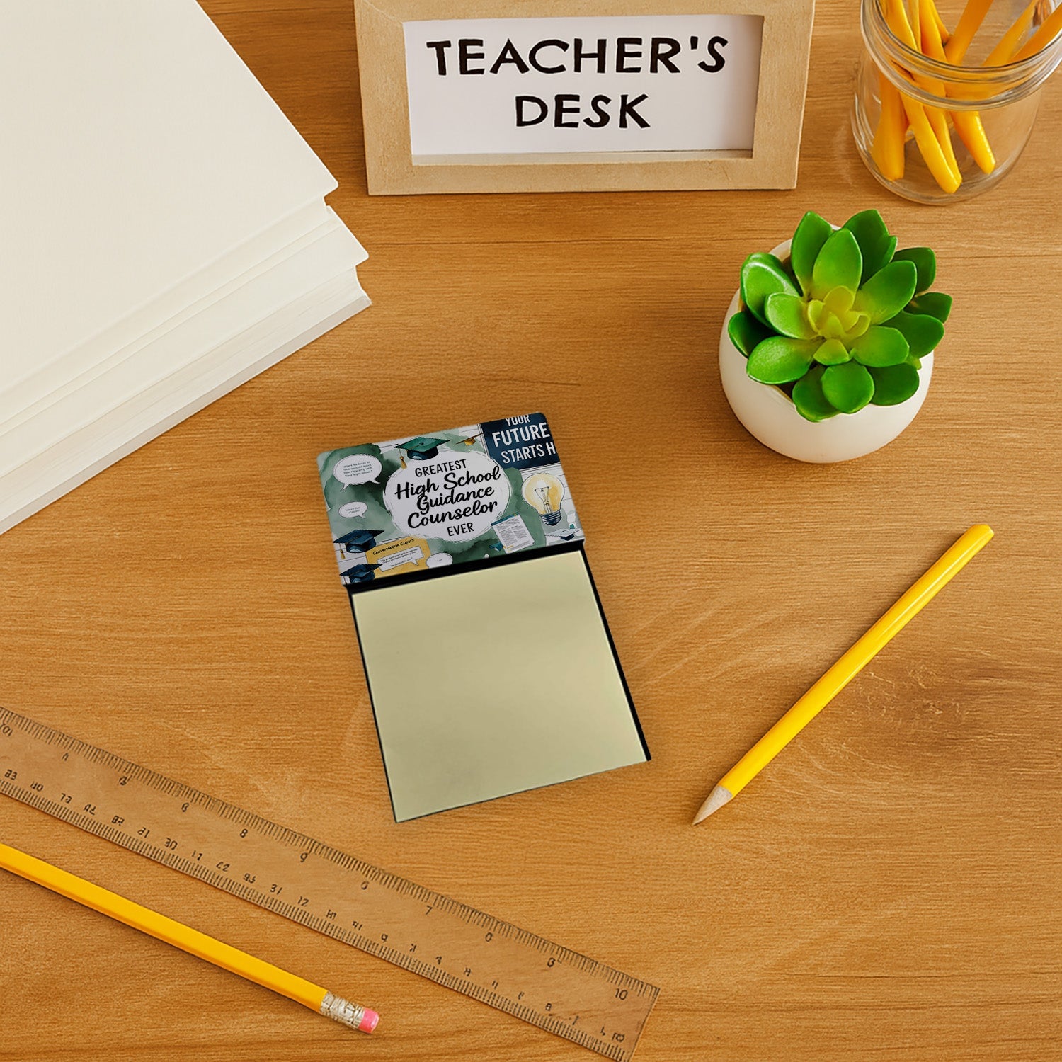 Greatest High School Guidance Counselor Ever Funny Sticky Note Holder for Teacher's Gift Refillable with 3x3 Notes