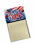 Red, White & Teach Funny Sticky Note Holder for Teacher's Gift Refillable with 3x3 Notes