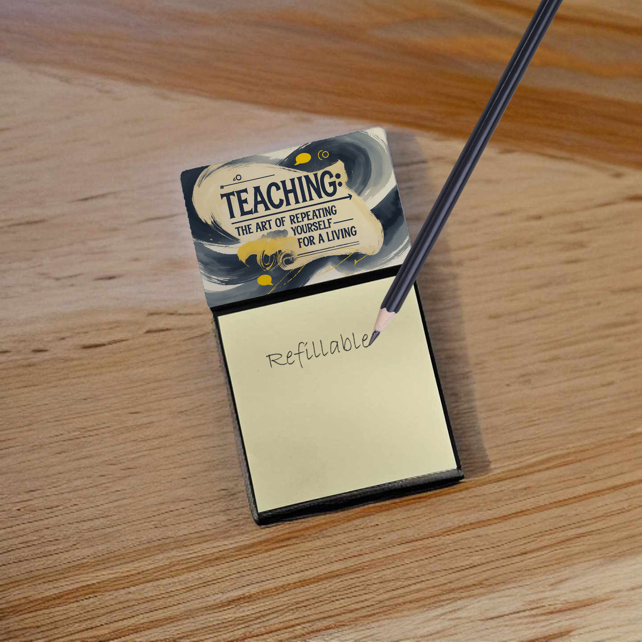 Teaching The Art of Repeating Yourself for a Living Funny Sticky Note Holder for Teacher's Gift Refillable with 3x3 Notes