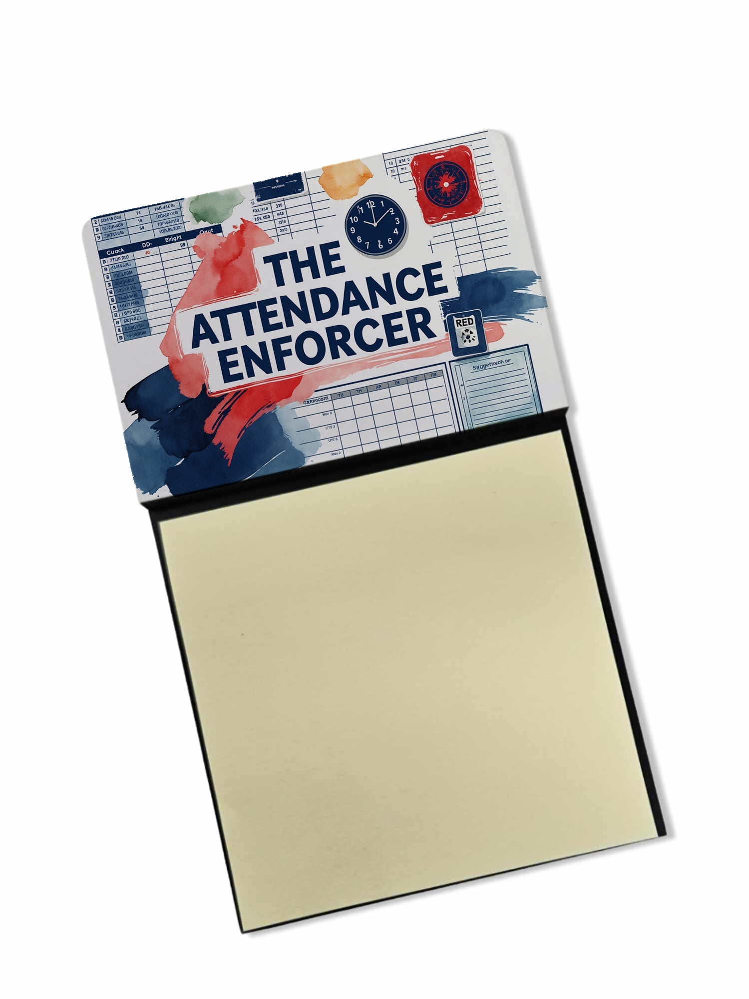 The Attendance Enforcer Funny Sticky Note Holder for Teacher's Gift Refillable with 3x3 Notes