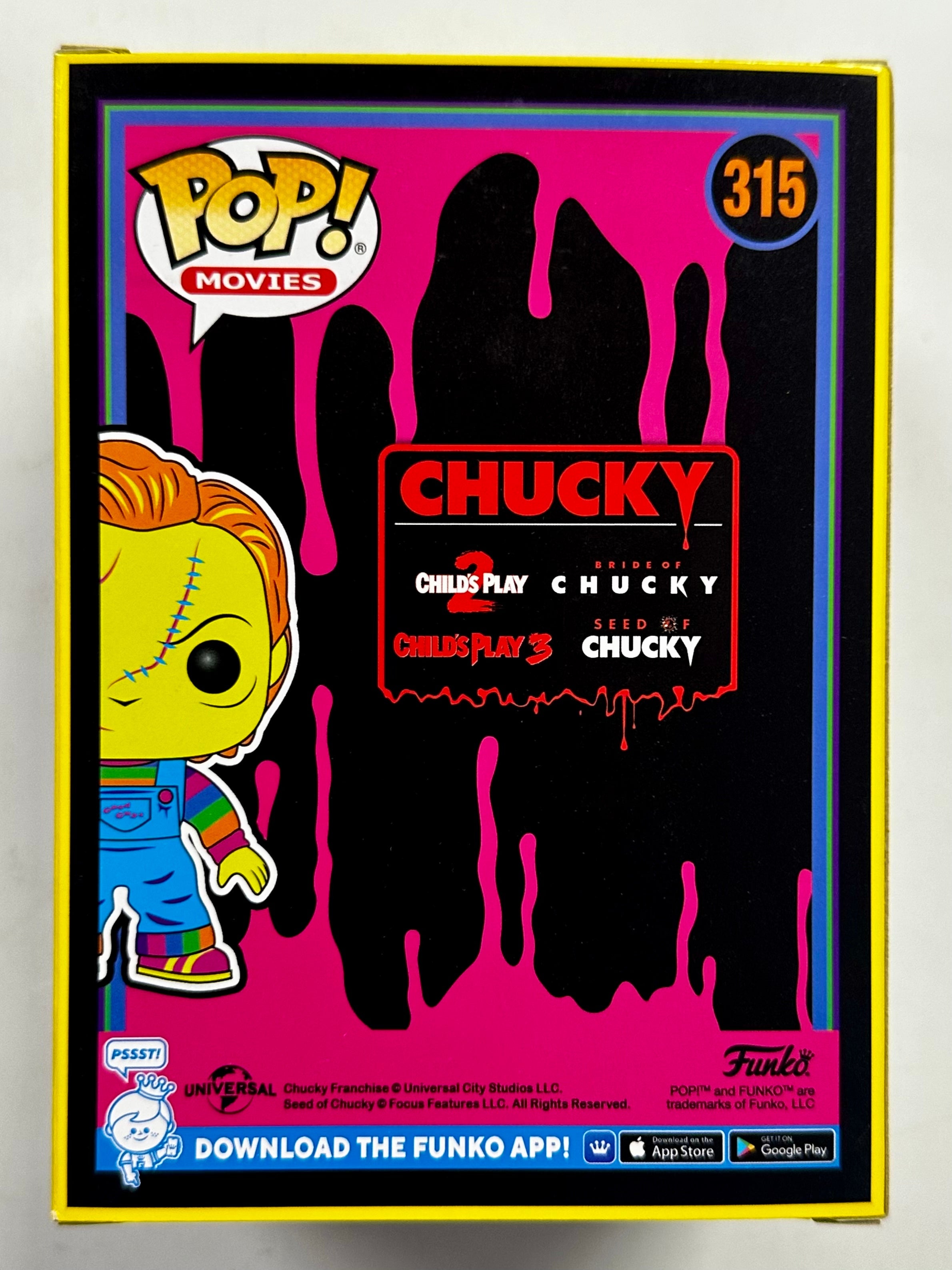 Funko Pop! Movies Black Light Chucky #315 Child’s Play Bride Of 2023 EE Exclusive