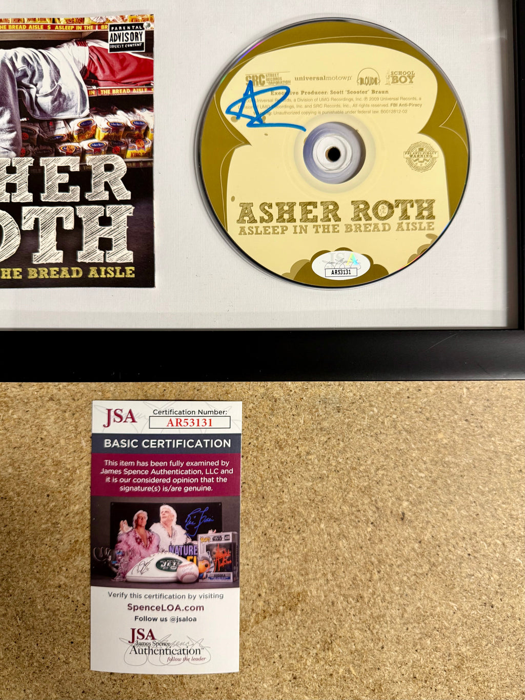 Asher Roth Signed “Asleep In The Bread Aisle” (2009) Framed CD With JSA COA