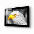 Gray Painted White Eagle Glass Wall Art