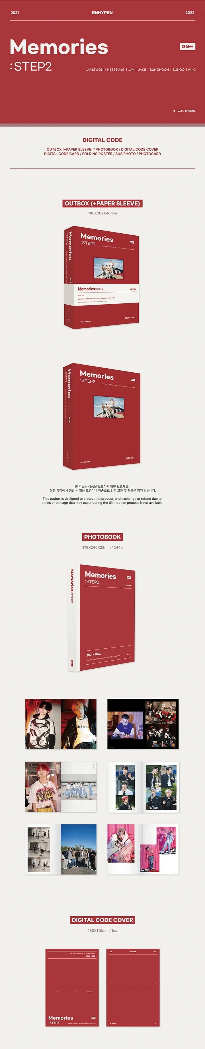 ENHYPEN - Memories Step 2 Digital Code + Pieces Of Memories [2021-2022] Set