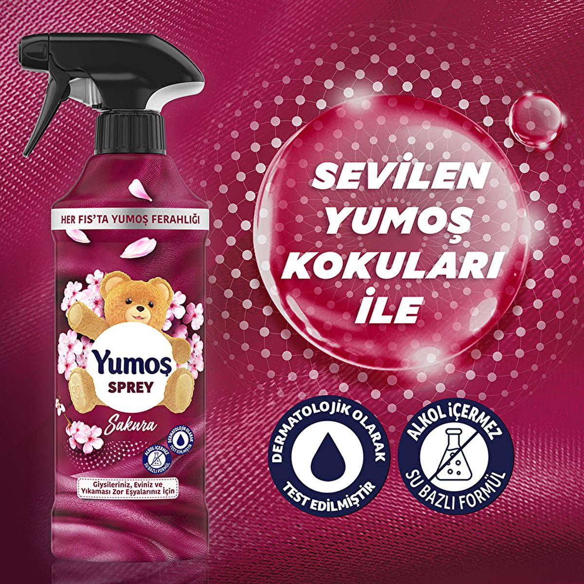 Yumoş Sakura Fabric and Home Fragrance Spray - Dermatologically Tested, Alcohol-Free, 15.22 fl oz