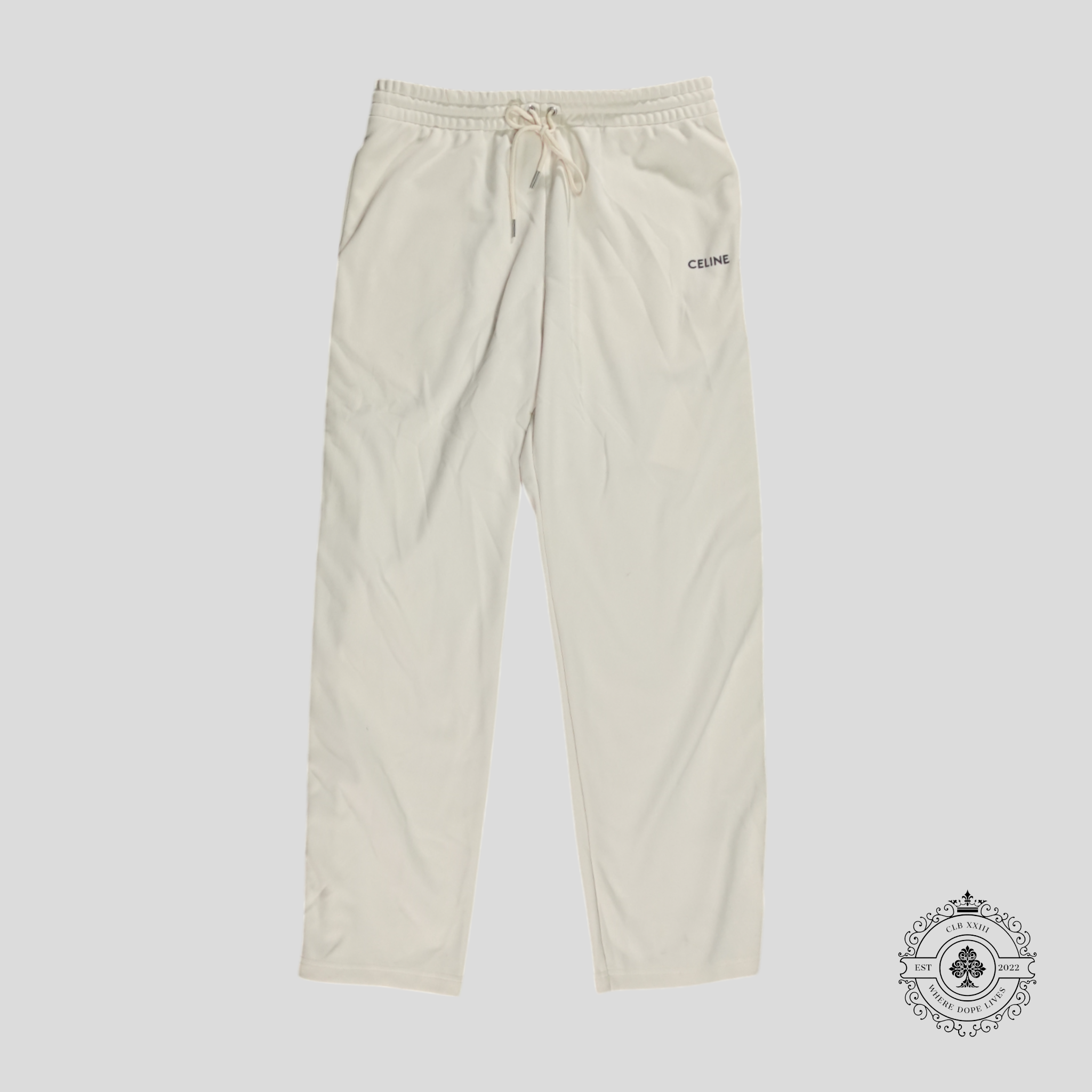Celine Small Logo Trackpants in White