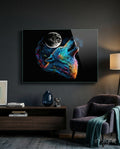 Rainbow Howling Wolf Head And Moon Glass Wall Art