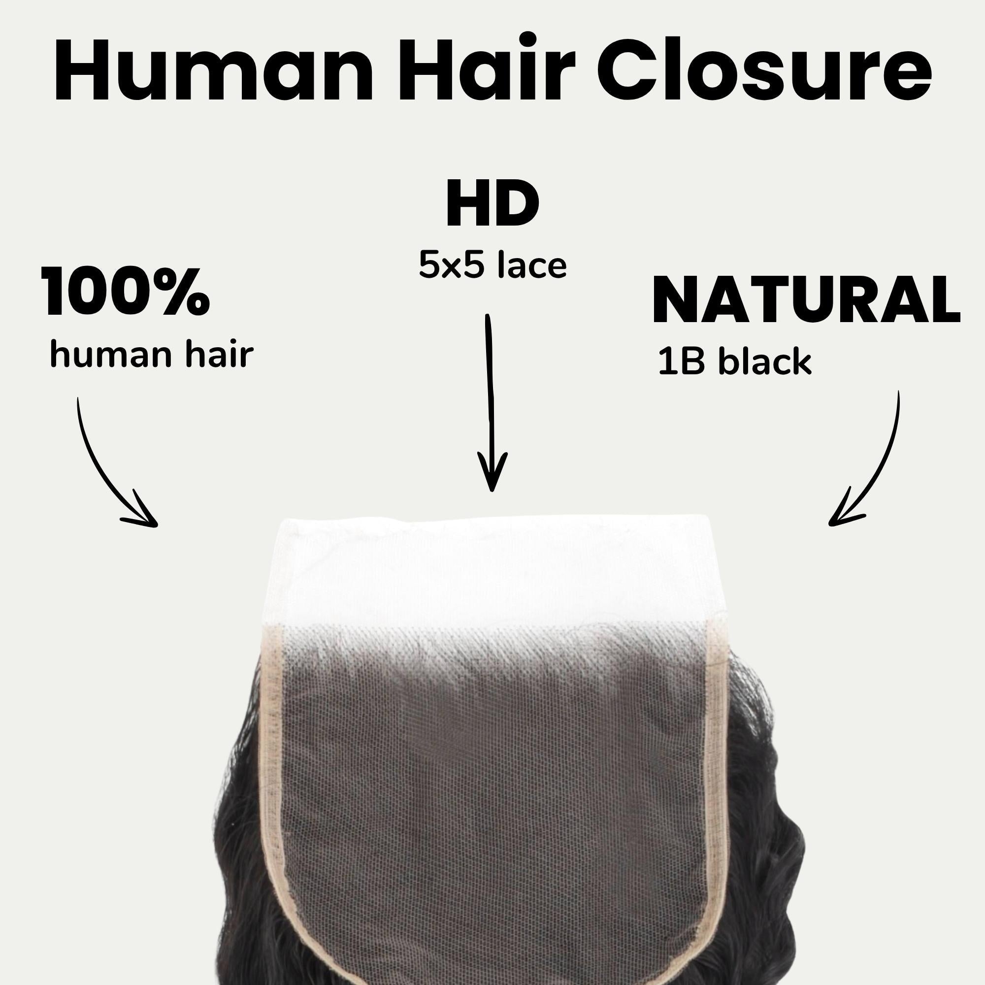 Deep Wave 5x5 HD Lace Human Hair Closure