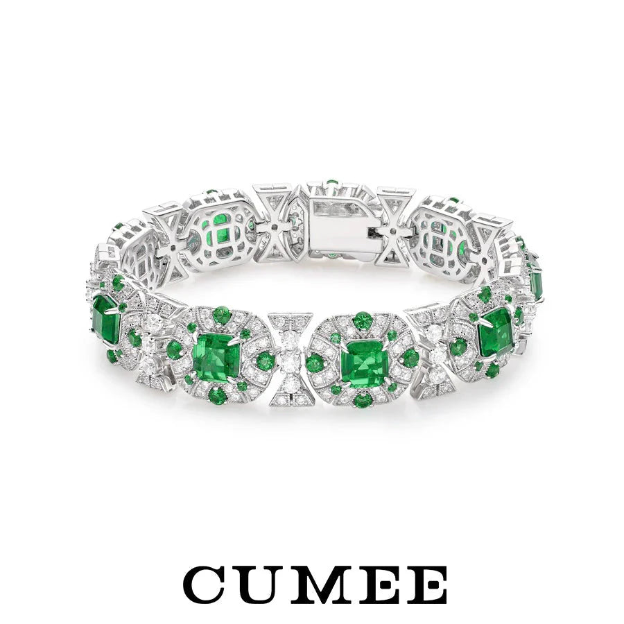 Diamond Cultivated Synthetic Emerald Bracelet.
