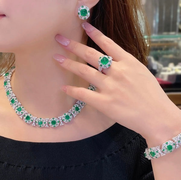 Diamond Cultivated Synthetic Emerald Bracelet.