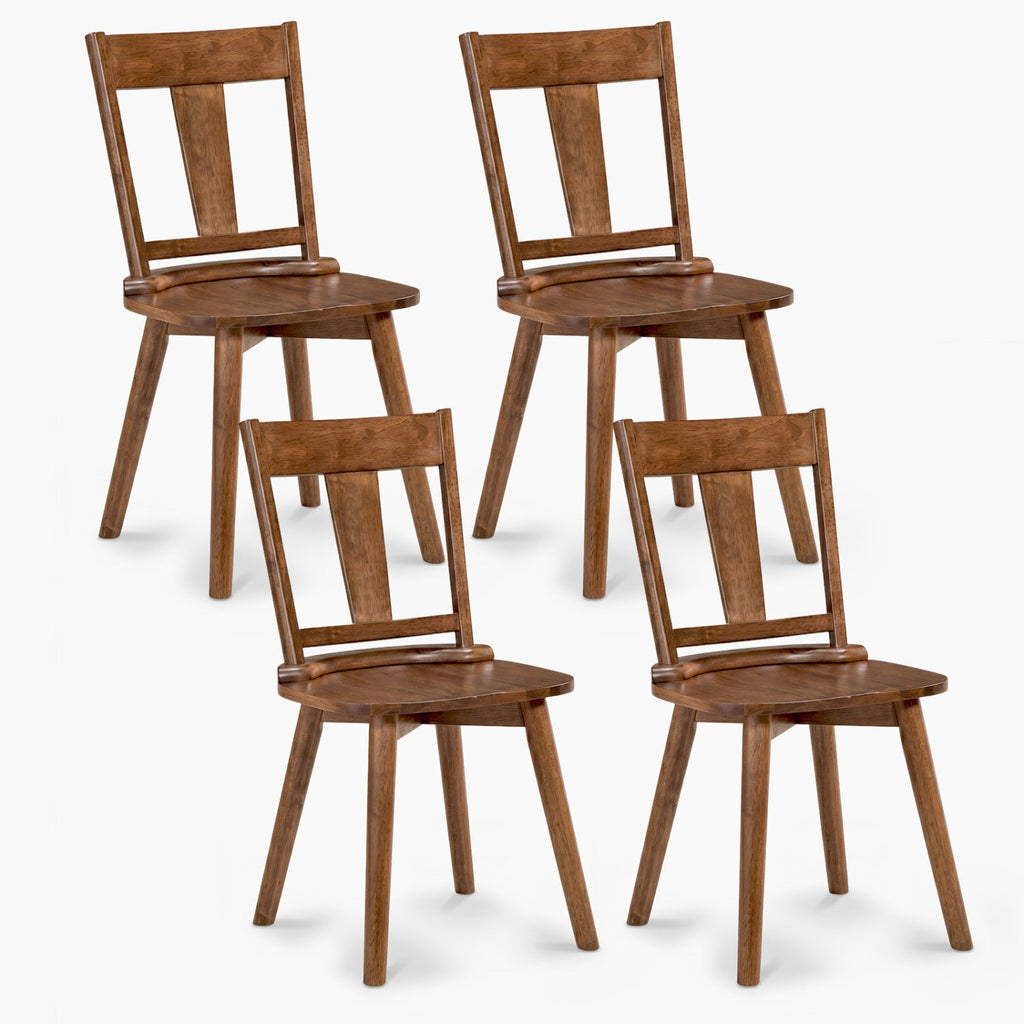Solid Wood Dining Chairs Set of 4 with Curved Backrest