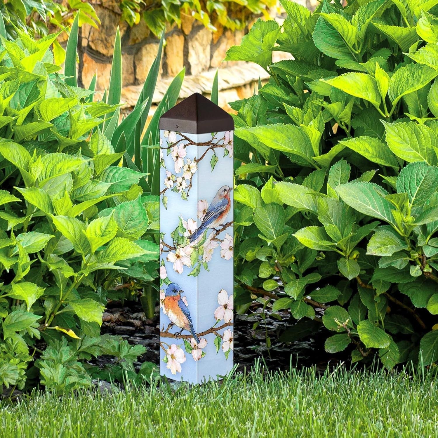 Dogwoods and Bluebirds Art Pole 20 Inches