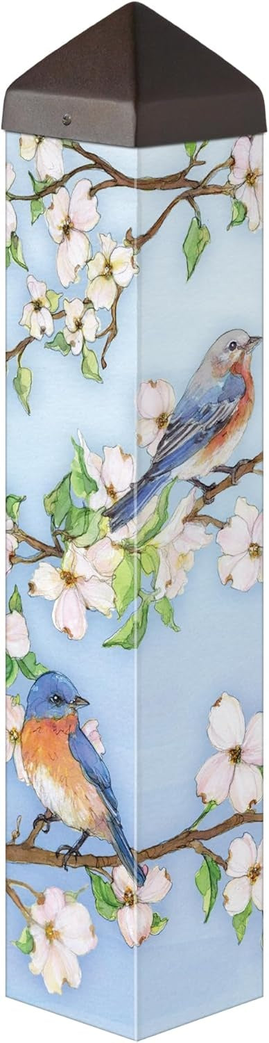 Dogwoods and Bluebirds Art Pole 20 Inches