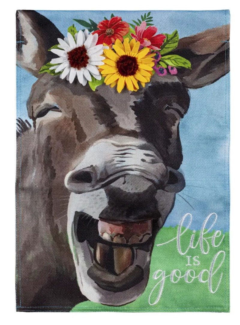 Donkey Friend 2 Sided Garden Flag