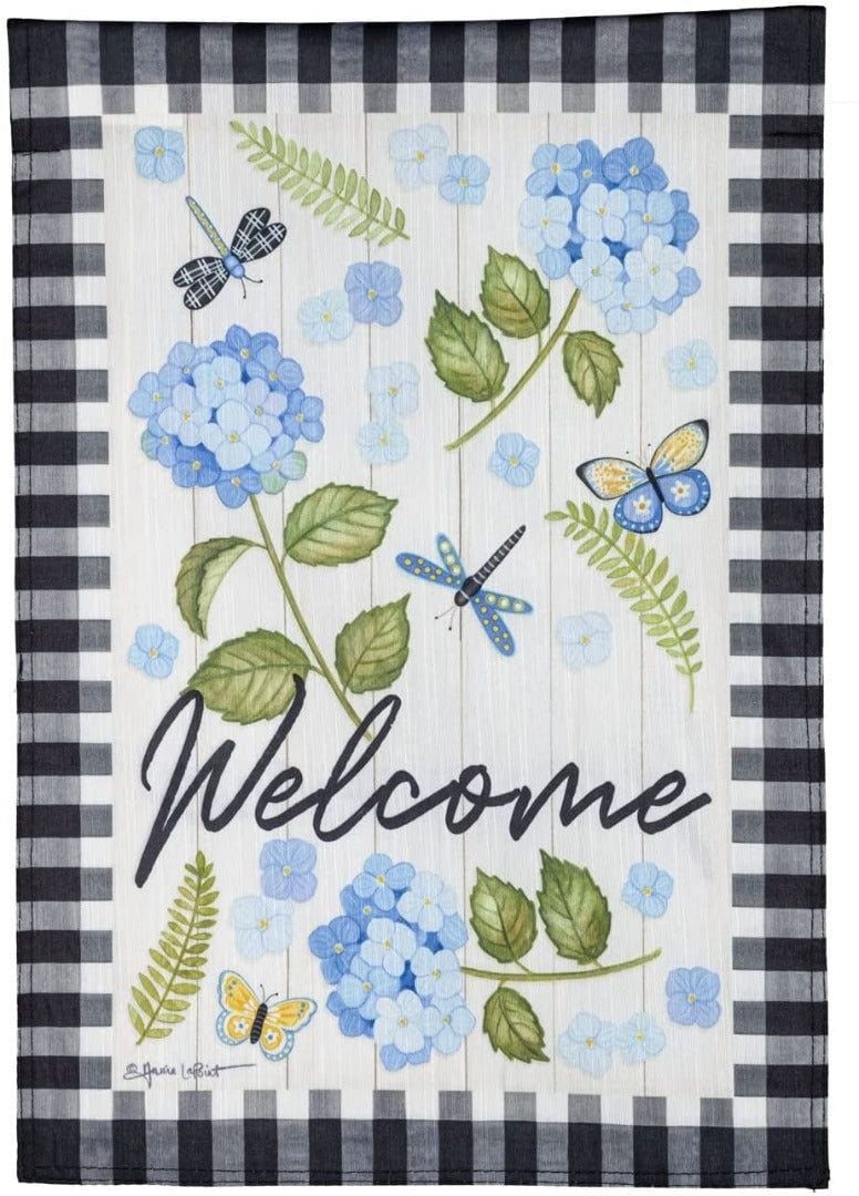 Dragonfly Welcome Garden Flag 2 Sided Strie