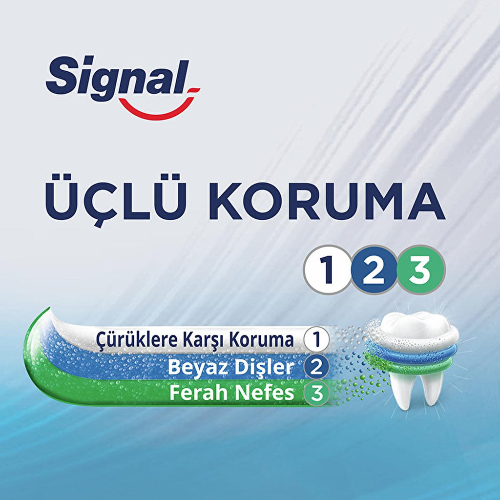 Signal Triple Protection Toothpaste with Fluoride - Natural Whitening, Mint Flavor - 4.06 fl oz